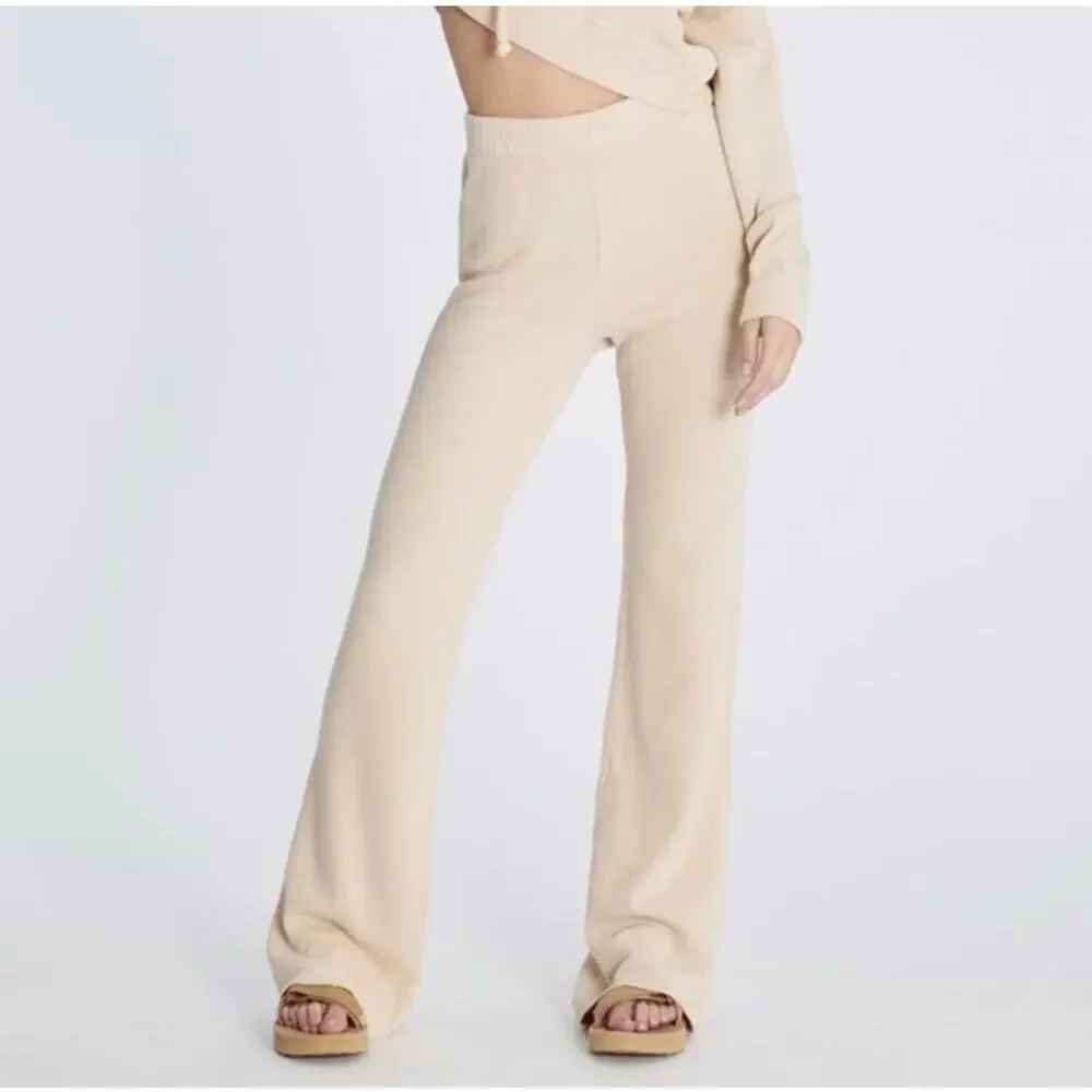 Wildfox Cora Ribbed Pants Wheat Beige Medium